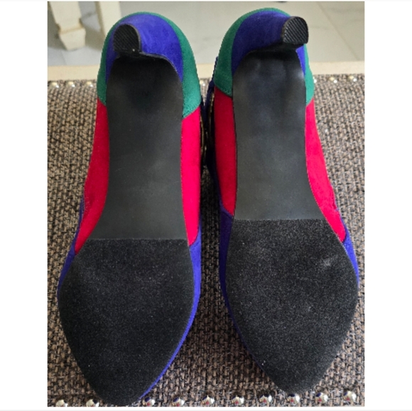 Boston Design Studio Blue, Green & Red Colorblock Women's Bootie, Size 11W - Picture 11 of 14